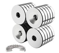 Wukong 20PCS Aimant Visser, 15x3 mm Rond Aimant Percé N52 Aimants Puissants Aimant Trous pour Tableau Noir Magnétique Cuisine Outils Bricolage