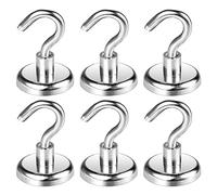 Wukong 34KG(75LB) Crochets Magnetiques,6 Pièces Diamètre 32mm Fort lourd Crochets Aimants Néodyme, Aimants Puissants Crochets pour Cuisine, Salle de Bain et Extérieur