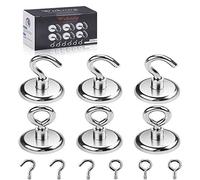 Wukong 45KG(100LB) Aimant Crochet,6+6 Pièces Aimant Neodyme Super Puissant Crochets,36mm Crochet Aimanté Puissant avec 6 Crochets à œil et 6 Crochet Cup,pour Garage, Gardinage et Extérieur