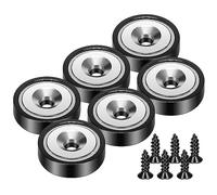 Wukong 6PCS Aimant à Visser, 25x8 mm Puissant Neodyme N52 Rond 20kg Percé pour Tableau Magnétique, Armoire, Cuisine, Réfrigérateur