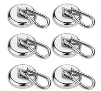 Wukong Crochets Magnétiques,6 Pièces Aimant en Néodyme Super Résistant de 27KG(60LB) avec Crochet à Mousqueton Amovible, Crochets Magnétiques Robustes pour le Bureau de Bourses de Cuisine Grill