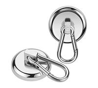 Wukong Crochets magnétiques, aimant en néodyme super résistant de 60 lb avec crochet à mousqueton amovible, crochets magnétiques robustes pour le bureau de bourses de cuisine Grill, paquet de 2