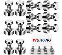 Wukong Lot de 12 aimants de réfrigérateur puissants, 12 x 16 mm, punaises magnétiques pour tableau blanc, tableau d'affichage et bureau, argenté