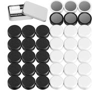 Wukong Lot de 36 aimants ronds effaçables à sec - Blanc + noir - Pour tableau noir - Pour l'école, les séminaires, les réfrigérateurs, l'armoire et la photo - Diamètre : 20 mm - Épaisseur 8 mm