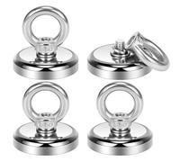 Wukong Lot de 4 aimants à œillets en néodyme de 32 mm d'épaisseur, force de traction de 38 kg, crochets magnétiques extra puissants en néodyme pour la pêche dans la maison, l'atelier, l'eau