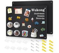 Wukong Tableaux Magnétiques Noirs 42 x 30 cm - Lot de 2 - Cadres en Aluminium - Surface Antirayures en Acier Inoxydable - Autocollants - Pour Bureau, Cuisine, Réfrigérateur