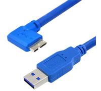 WUKUBO Câble Micro B USB 3.0 à angle droit de 30cm, 1M, 90 degrés, synchronisation des données, charge, court 5Gbps, for disque dur Mobile USB3.0, appareil photo SLR(0.5m,Left Angled)