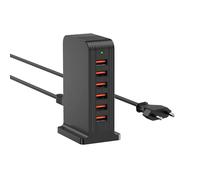 WUKUR Chargeur USB Multiple 50W, Station de Charge 6 Ports avec USB-A,Multi Secteur USB,Protection Sécurité&Matériau Lgnifugé,Prise EU,Câble Amovible 1,8m(Noir)