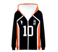Wulachaka Haikyu Anime Sweat à capuche imprimé anime Hinata Shoyo/Tobio Kageyama/Tsukishima Kei Hoody à manches longues, Noir 10, M