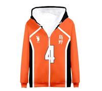 Wulachaka Haikyu Anime Sweat à capuche imprimé anime Hinata Shoyo/Tobio Kageyama/Tsukishima Kei Hoody à manches longues, Orange 4, 3XL