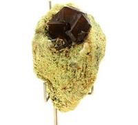 WULFENITE - Pierre Naturelle en Provenance du Maroc, Touissit - Cristal de Wulfenite, Couleur Jaune Vif, 1642.5 ct - Certificat d'Authenticité Inclus 120 x 110 x 40 mm Jaune G