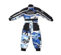 Wulfsport, combinaisons enfant Wulf pour courses de motocross LT PW CAMO et karting - bleu -
