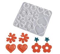 WuLi77 Moules porte-clés multiples styles moule en silicone pendentif moule boucle d'oreille ornement résine époxy coulage fabrication de bijoux bricolage DIY moules porte-clés fleur avec trou