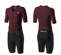 Wulibike Combinaison Trifonction Triathlon Homme,Respirante à Séchage Rapide pour Entraînement Natation Vélo Course à Pied et Compétition Rouge Bourgogne L