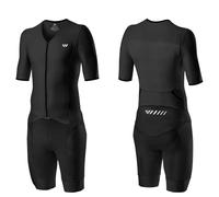 Wulibike Combinaison Trifonction Triathlon Homme,Respirante à Séchage Rapide pour Entraînement Natation Vélo Course à Pied et Compétition Noir M