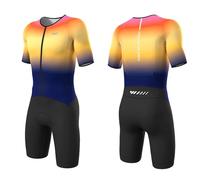 Wulibike Combinaison Trifonction Triathlon Homme,Respirante à Séchage Rapide pour Entraînement Natation Vélo Course à Pied et Compétition Dégradé L