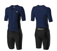 Wulibike Combinaison Trifonction Triathlon Homme,Respirante à Séchage Rapide pour Entraînement Natation Vélo Course à Pied et Compétition Bleu XL