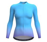 Wulibike Maillot de cyclisme pour femme - Manches longues - Respirant - Avec 3 poches arrière, Blauer Farbverlauf, S