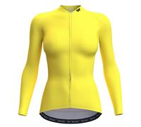 Wulibike Maillot de cyclisme pour femme - Manches longues - Respirant - Avec 3 poches arrière, jaune citron, S