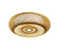 Wulimasun Plafonnier Bambou Rotin Led Dimmable,Luminaire Plafonnier Rétro Chapeau Bambou Suspension Rotin 40cm Tissage Salle de Bain E27,Pour Chambre Salon Couloir