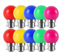 WULUN 10 Pcs B22 Ampoule Couleur LED, 2W est équivalent à 20W, Ampoule G45 Mini Globe, économie d'énergie, Petites ampoules de Noël BC Cap, pour Mariages, Halloween, Rouge Jaune Bleu Vert Violette