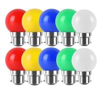 WULUN 10 Pcs B22 Ampoule Couleur LED, 2W est équivalent à 20W, Ampoule G45 Mini Globe, économie d'énergie, Petites ampoules de Noël BC Cap, pour Mariages, Halloween, Rouge Jaune Bleu Vert Blanc chaud