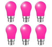 WULUN B22 Ampoule LED Couleur, A50 Piriforme, 3W équivalent 30W lampe halogène, B22 Chaîne lumineuse LED Couleur à Baïonnette, AC 220V, Pour Mariage, Noël, fête, décoration de bar, Rose, 6 Pcs