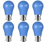 WULUN B22 Ampoule LED Couleur, A50 Piriforme, 3W équivalent 30W lampe halogène, B22 LED Baïonnette, AC 220V, Pour Mariage, Noël, fête, décoration de bar, Bleu, 6 Pcs