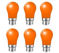 WULUN B22 Ampoule LED Couleur, A50 Piriforme, 3W équivalent 30W lampe halogène, B22 LED Baïonnette, AC 220V, Pour Mariage, Noël, fête, décoration de bar, Orange, 6 Pcs