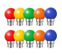 WULUN B22 G45 2W Ampoule LED couleur, ensemble de couleurs mélangées, décoration de fête et de fête, AC/DC 220-240V, couleur rouge jaune bleu vert orange