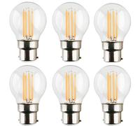 WULUN B22 LED Filament Ampoule, 4W équivalent 40W, Ampoule à baïonnette B22, Mini Golfball G45, 3000K Blanc chaud, 400 Lumens, Verre transparent, AC 220, Pour Lustres, Plafonnier, Non Dimmable, 6 Pcs