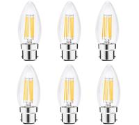 WULUN B22 LED Filament Bougie Ampoule, Ampoule à baïonnette C35, 4W équivalent 40W, 3000K Blanc chaud, 400 Lumens, AC 220-240V, Pour Lustres, Plafonnier, Sans Scintillement, Non Dimmable, 6 Pcs