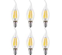 WULUN E14 Ampoule LED Filament, 6W Equivalent 60W, Blanc Chaud 3000K, Dimmable, 600Lm, C35 Ampoule E14 LED Filament, AC 220V, Vintage Intérieur Décor Lustre Plafonnier, Lot de 6