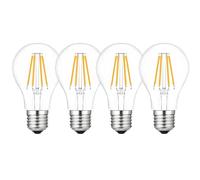 WULUN E27 A60 4W verre Vintage LED ampoule, ampoule décorative, Base E27, AC/DC 220-240V, Sans scintillement, 3000K Blanc chaud, 400 lumens, 4 Pcs