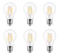 WULUN E27 A60 4w verre Vintage LED ampoule, ampoule décorative, E27 base, AC/DC 220-240V, sans scintillement, 6000k blanc froid, 400 lumens, 6 pcs