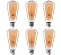 WULUN E27 ST64 Edison LED Ampoule, 4W équivalent 40W, Blanc Chaud 2700K 400lm, Antique style Vintage ambre verre, AC 220V, Pour la décoration intérieure Restaurant, Non Dimmable, 6 Pcs
