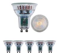 WULUN GU10 7W Ampoule Spot LED, Base en verre transparent, Equivalent 70W Lampe Halogène, 700LM Blanc Chaud 3000K, AC 85V - 265V, 38° Angle de Faisceau, Surface transparente, Non Dimmable, 6 Pièces