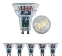 WULUN GU10 7W Ampoule Spot LED, Base en verre transparent, Equivalent 70W Lampe Halogène, 700LM Blanc Froid 6000K, AC 85V - 265V, 38° Angle de Faisceau, Surface transparente, Non Dimmable, 6 Pièces