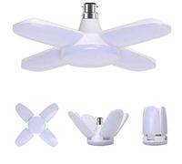 WULUN Lampe de Garage à Baïonnette B22 60W, 6000lm Lampe Atelier Déformable, Blanc Chaud 3000K avec 4 Panneaux Ajustables, Éclairage Plafond LED, pour Garage, Entrepôt, Grenier, Paquet de