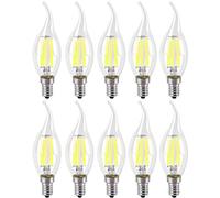 WULUN Lot de 10 6W E14 Ampoule de Filament LED Flamme Bougie 2700K Blanc Froid Equivalent Ampoules Incandescente Halogène 60W Dimmable, AC 220-240V…
