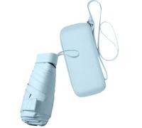 WULUN Mini parapluie de voyage pliable, compact et portable avec boîte de rangement, protection UV, maîtrise à une main, plusieurs couleurs, bleu ciel