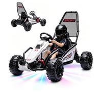 Wumagin 24V Kart Électrique Enfants, GoKart, 2 Moteurs, 3-8 Ans, Noir | Mode Drift, 8km/h, Harnais à 5 points, Marche Avant/Arrière, Roues Durables, LED, Bluetooth, Musique