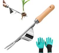 WUMEIJIAJU Outil de désherbage manuel avec poignée en bois, outil de désherbage de désherbage en acier inoxydable, outil de désherbage manuel pour jardin, cour, ferme