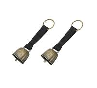 WUMUZAI Lot de 2 Petites Clochettes pour Collier de Chien, Clochettes d'ours Bruyantes avec Sangle à Bouton en Cuir, Cloches de Vache, Cheval, Mouton, Sonnette pour Animaux Domestiques (Noir)