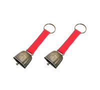 WUMUZAI Lot de 2 Petites Clochettes pour Collier de Chien, Clochettes d'Ours Bruyantes avec Sangle à Bouton en Cuir, Cloches de Vache, Cheval, Mouton, Sonnette pour Animaux Domestiques (Rouge)