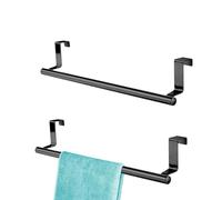 Wumuzai Lot de 2 porte-serviettes de cuisine sans perçage 36 cm en acier inoxydable pour armoire de cuisine, porte-serviettes à suspendre sur une armoire de salle de bain, noir