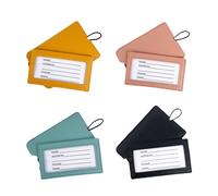 WUMUZAI Lot de 4 étiquettes de bagage pour valises avec manchon et bande élastique, étiquettes de sac de voyage en cuir synthétique avec protection de l'intimité, identifiants de bagages de croisière