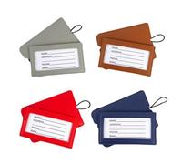 WUMUZAI Lot de 4 étiquettes de bagage pour valises avec manchon et bande élastique, étiquettes d'identification de bagages en cuir synthétique avec protection de l'intimité, identifiants de bagages de