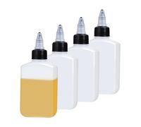 WUMUZAI Lot de 4 petites bouteilles à presser pour huile de camping - 96,4 g - Distributeur de liquide portable avec bouchon à visser - En plastique - Pour le camping, les voyages, la sauce soja et