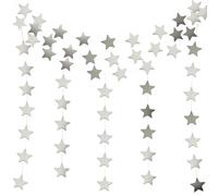 WUMUZAI Lot de 5 Guirlandes d’étoiles à suspendre, 20 m, guirlandes en papier, banderole pour anniversaire, fête prénatale, Noël, mariage, décoration de vacances, Effet miroir pailleté argenté